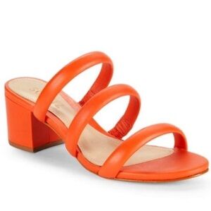 NEW! Schutz Bright Orange Olly Block Heel Leather Sandals - Size 9